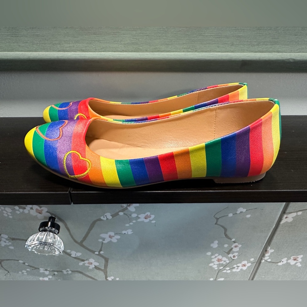 Size 7.5 Rainbow Ballet Flats, Bright and Fun!